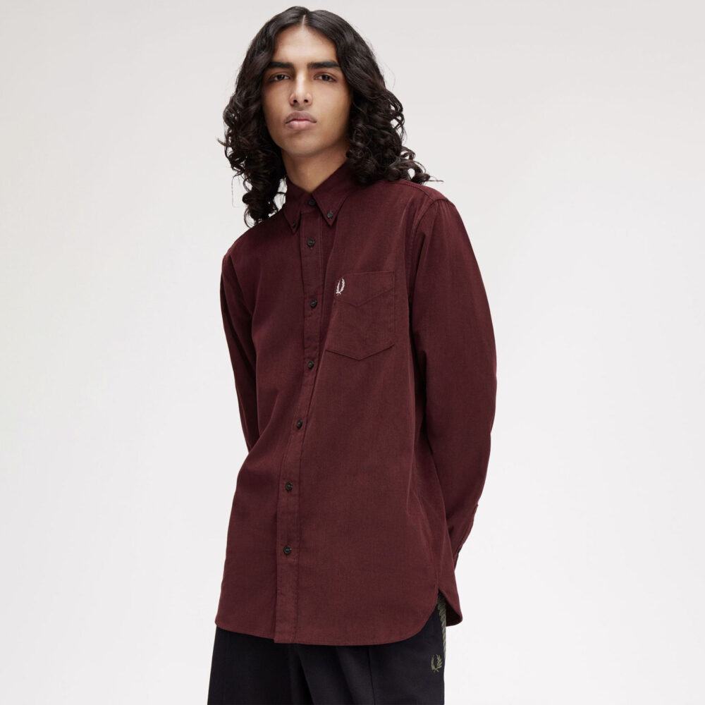 Fred Perry Needle Cord Shirt - Oxblood