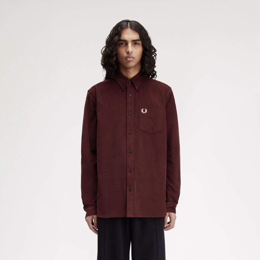 Fred Perry Needle Cord Shirt - Oxblood