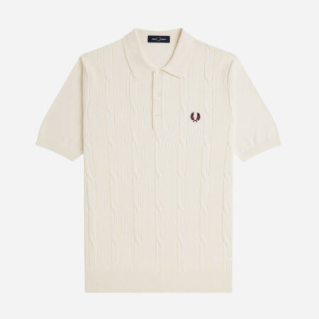 Fred Perry Textured Cable Knitted Polo - Ecru