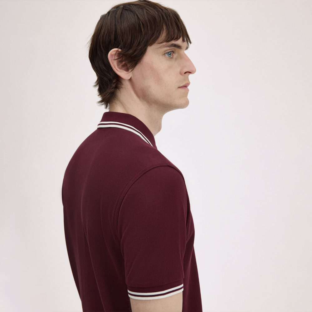 Fred Perry Twin Tipped Polo - Oxblood/White