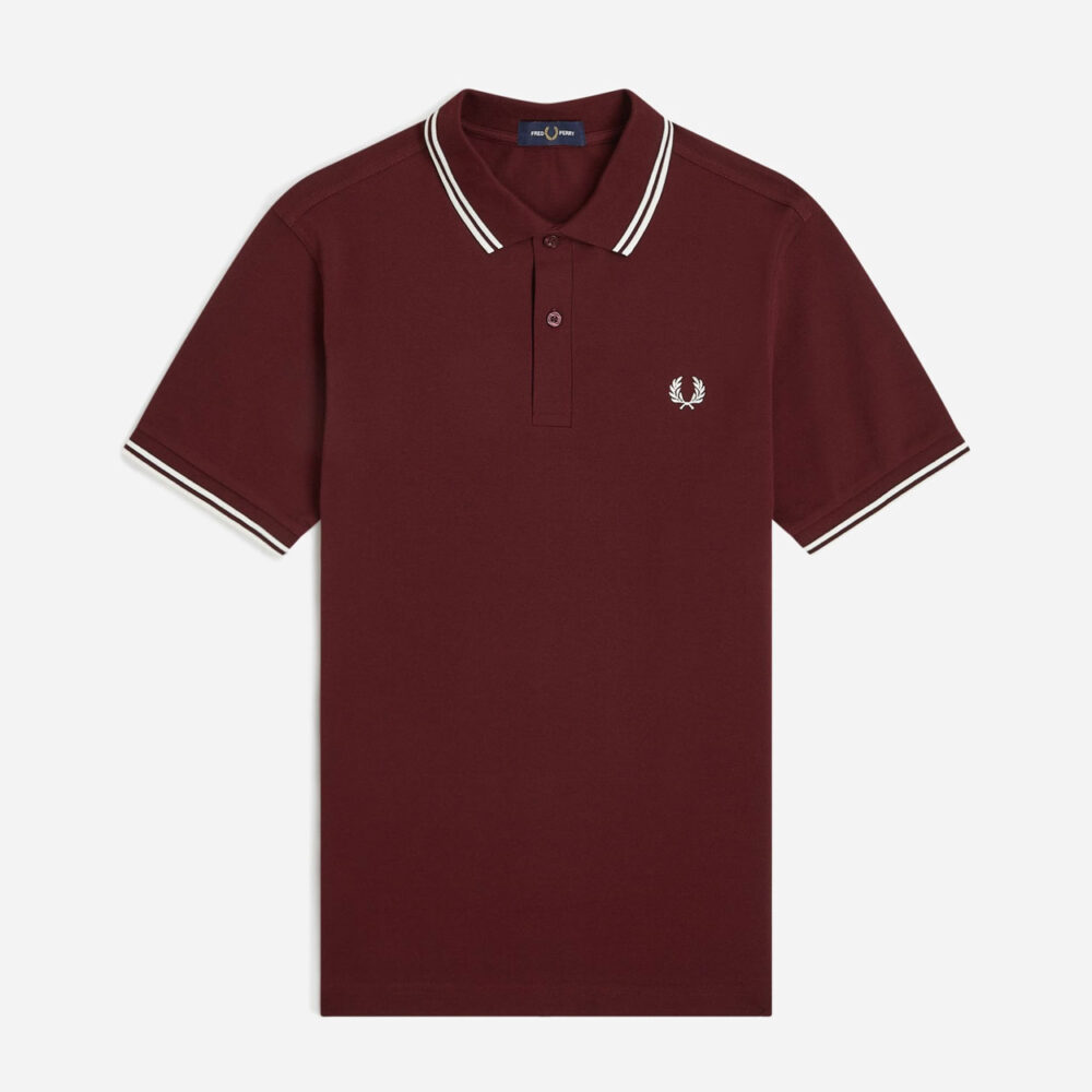 Fred Perry Twin Tipped Polo - Oxblood/White