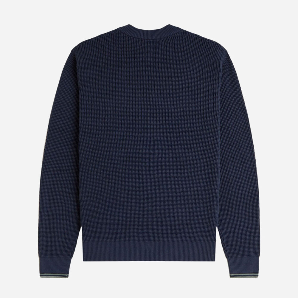 Fred Perry Waffle Stitch Crewneck Knit - Dark Airforce