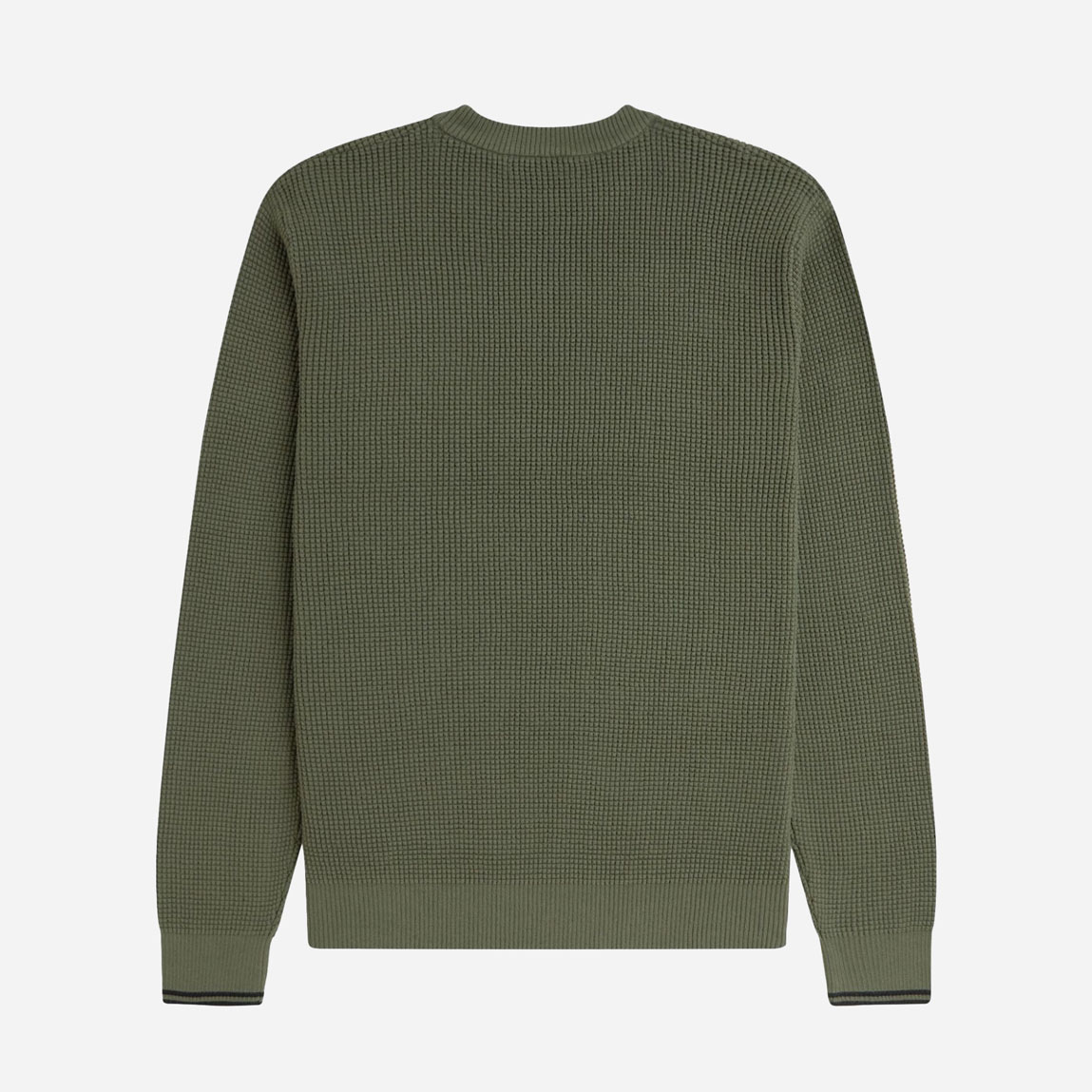 Fred Perry Waffle Stitch Crewneck Knit - Laurel Wreath Green