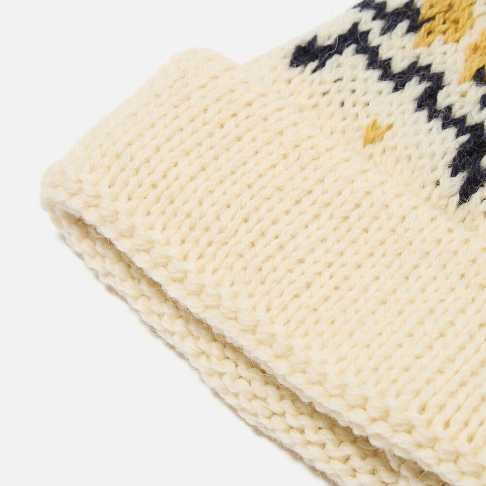 Universal Works Short Watch Beanie - Ecru Navy