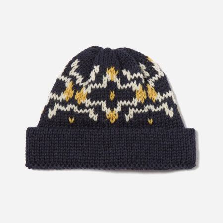 Universal Works Short Watch Beanie - Navy Ecru Universal Works Short Watch Beanie - Navy Ecru