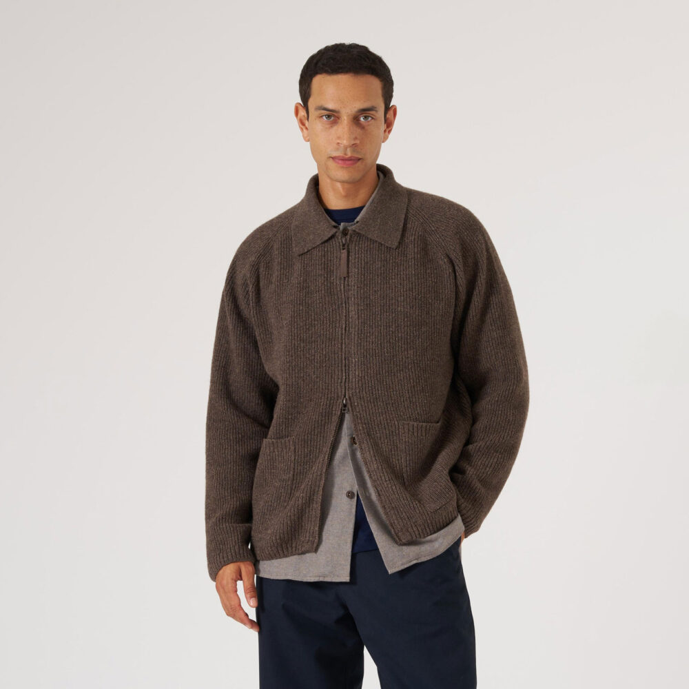 Universal Works Zip Cardigan - Brown