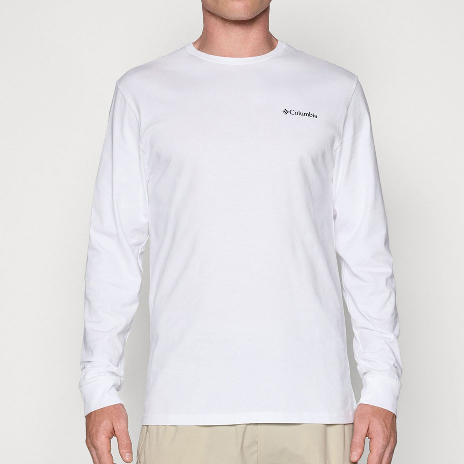 Columbia Explorers Canyon Long Sleeve Tee - White/Branded Blanket