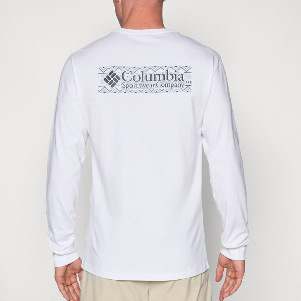 Columbia Explorers Canyon Long Sleeve Tee - White/Branded Blanket