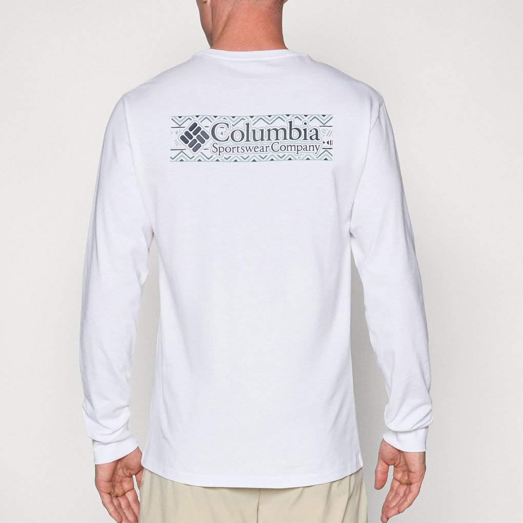 Columbia Explorers Canyon Long Sleeve Tee - White/Branded Blanket