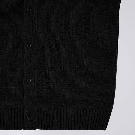 Edwin Mars Knitted Polo Cardigan  - Black