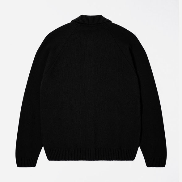 Edwin Mars Knitted Polo Cardigan  - Black