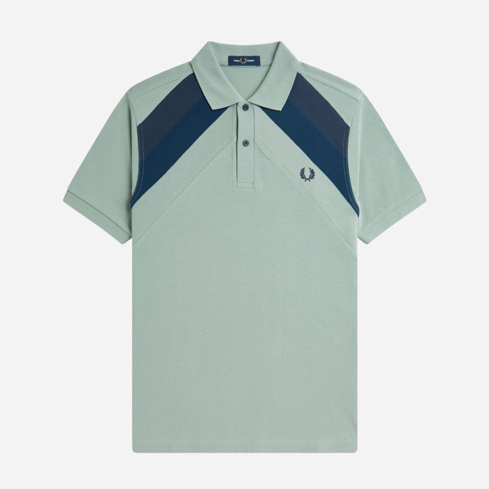 Fred Perry Striped Panel Polo - Bayleaf Fred Perry Striped Panel Polo - Bayleaf