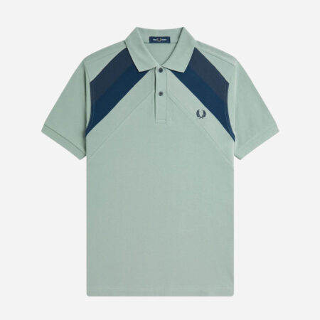 Fred Perry Striped Panel Polo - Bayleaf Fred Perry Striped Panel Polo - Bayleaf