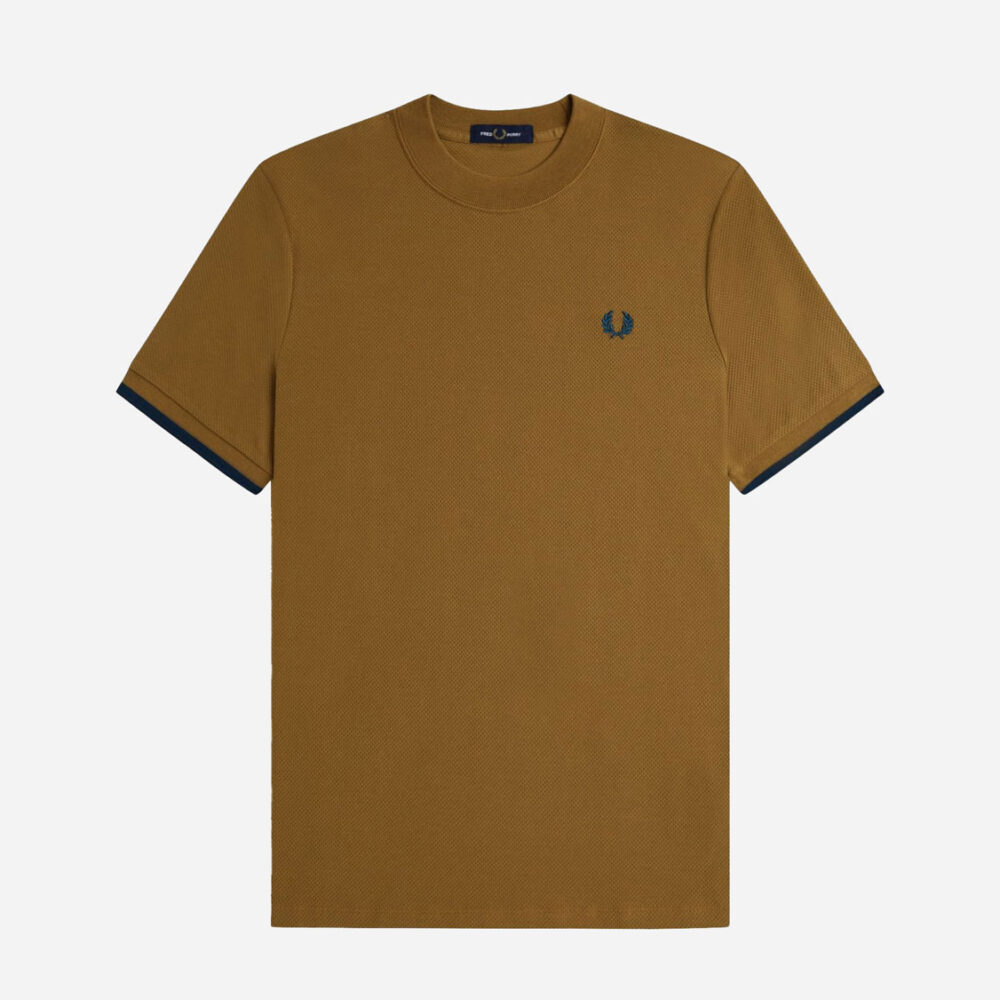Fred Perry Tipped Cuffed Pique Tee - Shaded Stone Fred Perry Tipped Cuffed Pique Tee - Shaded Stone