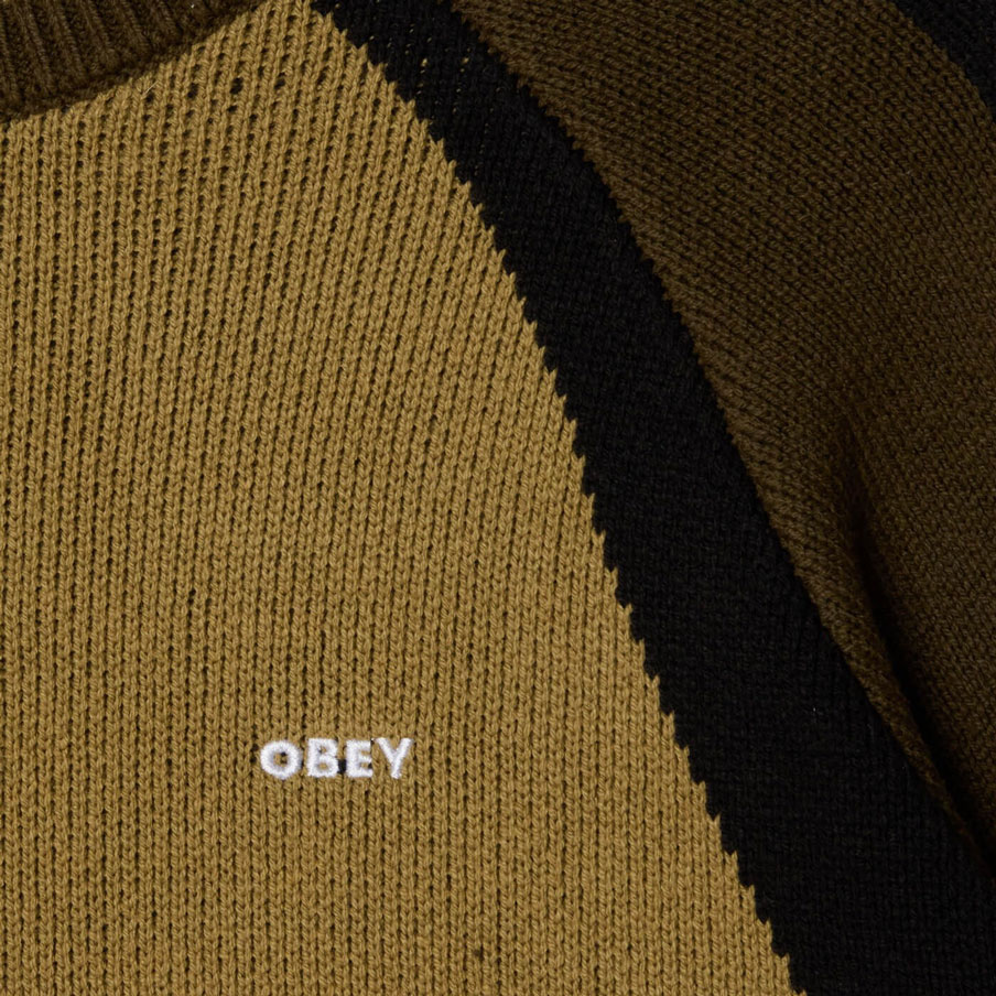 Obey Raglan Crew Neck Knitted Sweatshirt - Mermaid Green/Multi