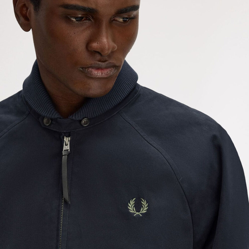 Fred Perry Folded Rib Collar Bomber Jacket - Navy