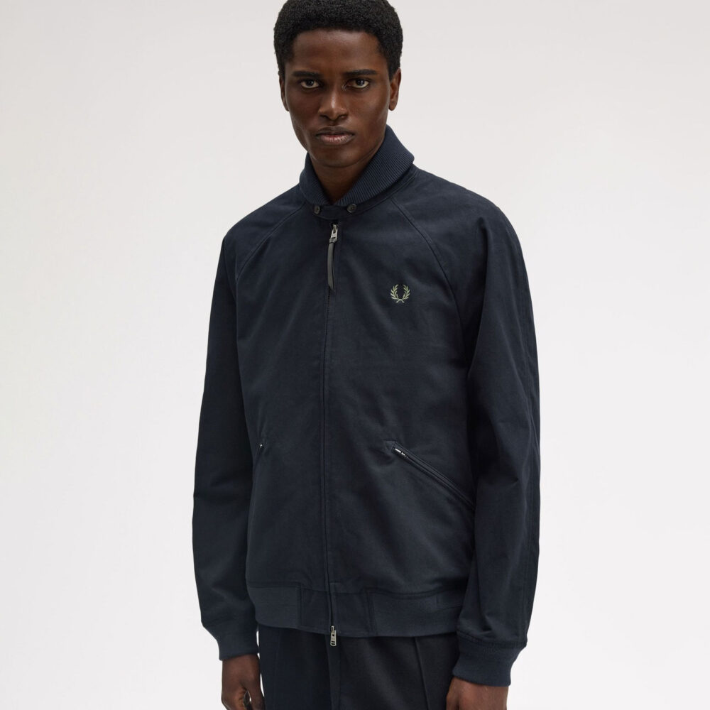 Fred Perry Folded Rib Collar Bomber Jacket - Navy