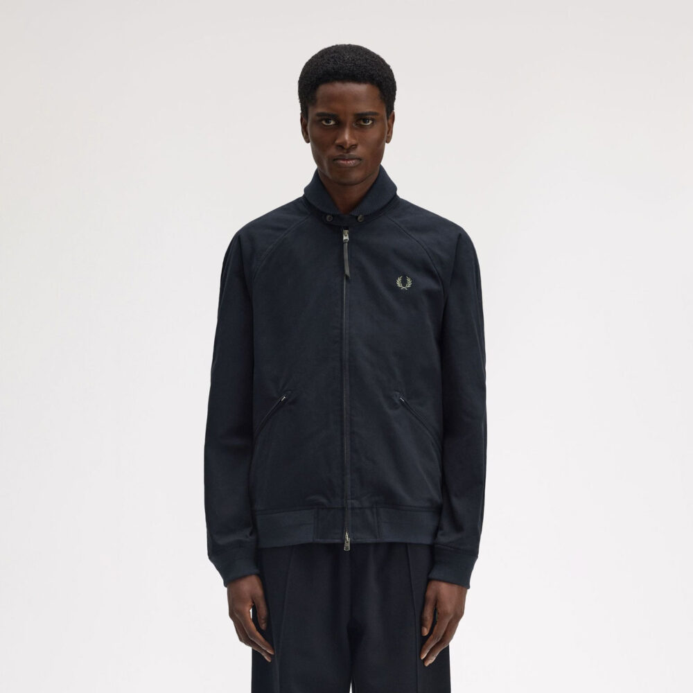 Fred Perry Folded Rib Collar Bomber Jacket - Navy