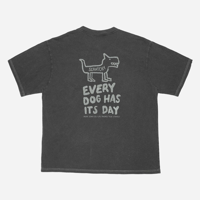 Nudie Koffe Scratched Tracks Tee - Antracite