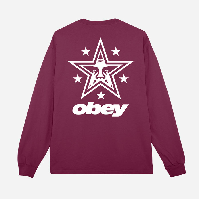 Obey Star Pigment Long Sleeve Tee - Pigment Berry Obey Star Pigment Long Sleeve Tee - Pigment Berry