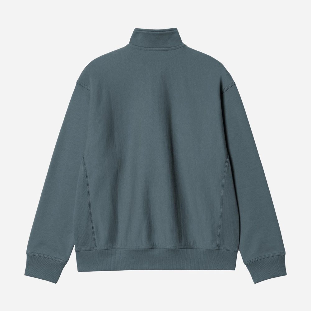 Carhartt WIP Half Zip American Script Sweat - Office Blue Carhartt WIP Half Zip American Script Sweat - Office Blue