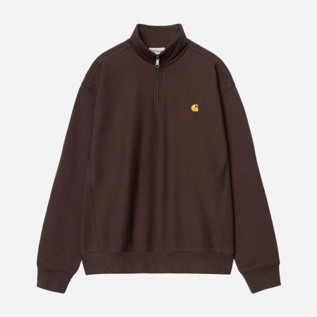 Carhartt WIP Half Zip American Script Sweat - Palisander Carhartt WIP Half Zip American Script Sweat - Palisander