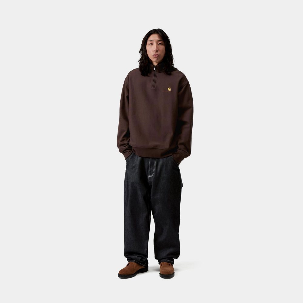 Carhartt WIP Half Zip American Script Sweat - Palisander