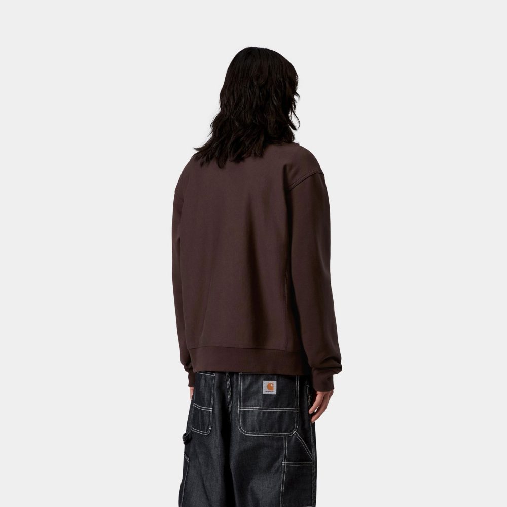 Carhartt WIP Half Zip American Script Sweat - Palisander Carhartt WIP Half Zip American Script Sweat - Palisander