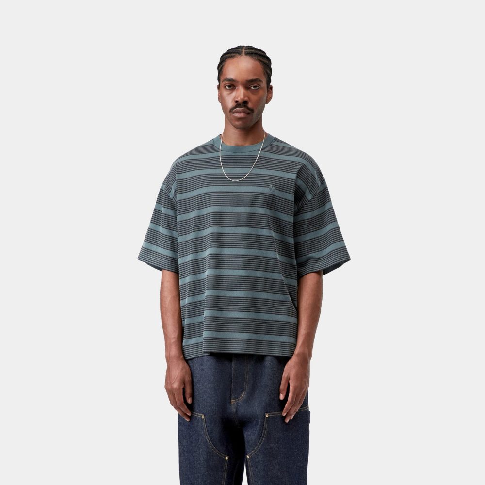 Carhartt WIP Hanson Tee - Hanson Stripe/Kale Green/Garment Dyed Carhartt WIP Hanson Tee - Hanson Stripe/Kale Green/Garment Dyed