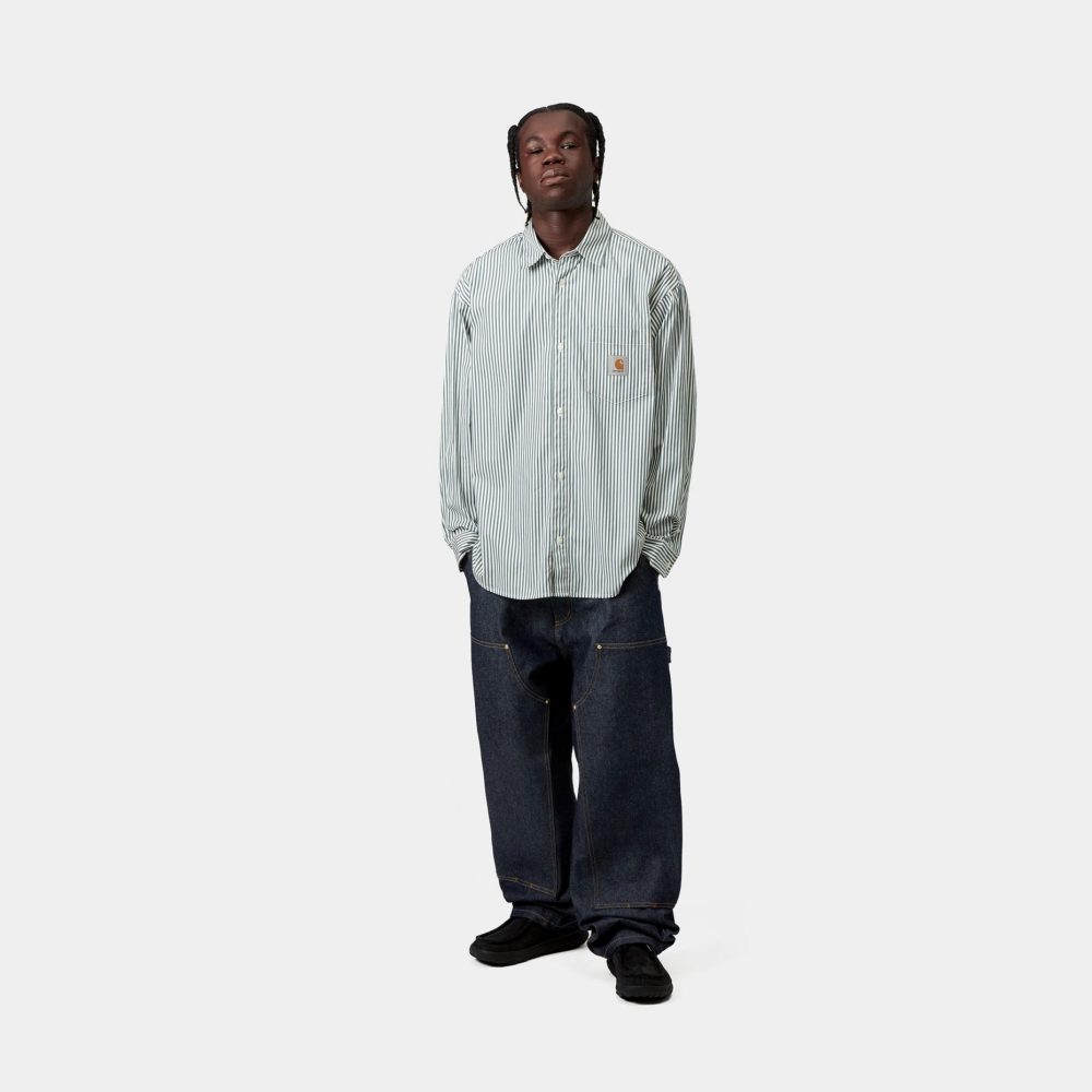 Carhartt WIP Long Sleeve Daldry Shirt - Daldry Stripe/Office Blue/Wax