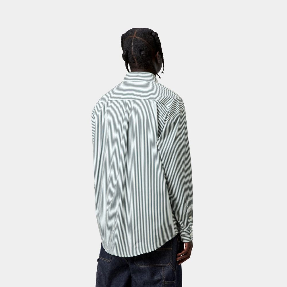 Carhartt WIP Long Sleeve Daldry Shirt - Daldry Stripe/Office Blue/Wax