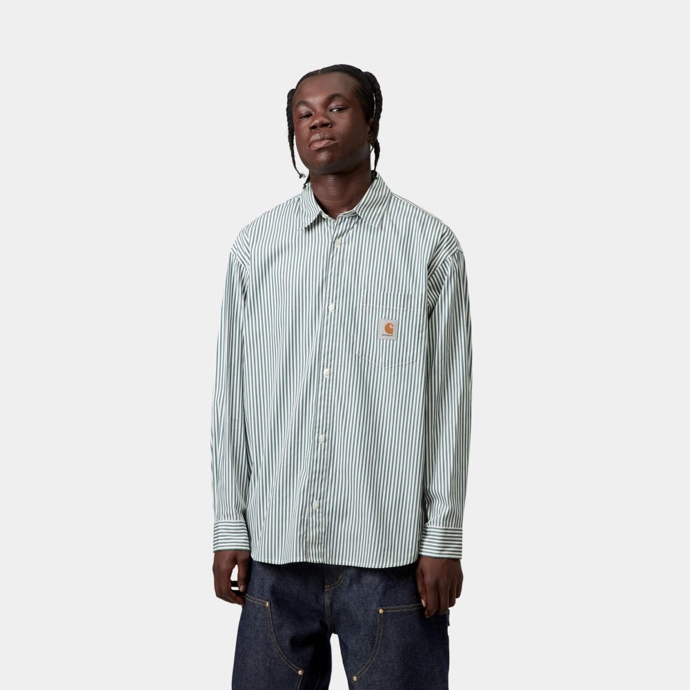 Carhartt WIP Long Sleeve Daldry Shirt - Daldry Stripe/Office Blue/Wax