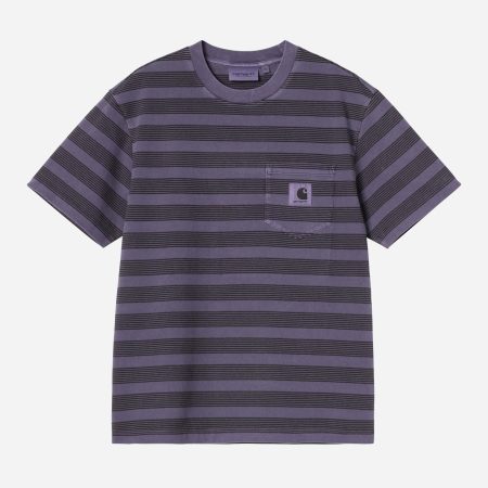 Carhartt WIP Women's Hanson Pocket Tee - Hanson W Stripe/Lokers/Garment Dyed