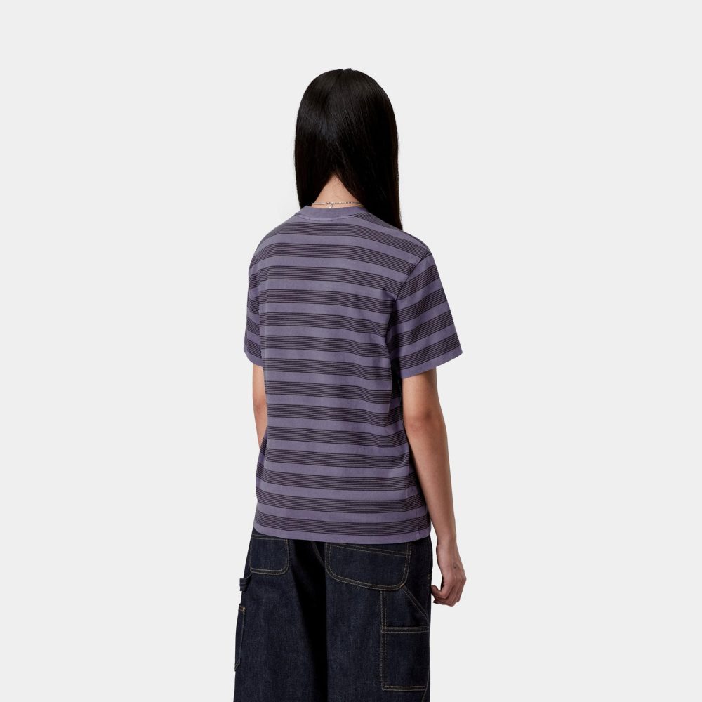 Carhartt WIP Women's Hanson Pocket Tee - Hanson W Stripe/Lokers/Garment Dyed Carhartt WIP Women's Hanson Pocket Tee - Hanson W Stripe/Lokers/Garment Dyed