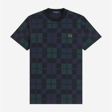 Fred Perry Black Watch Tartan Jacquard Tee - Black Watch Tartan Fred Perry Black Watch Tartan Jacquard Tee - Black Watch Tartan
