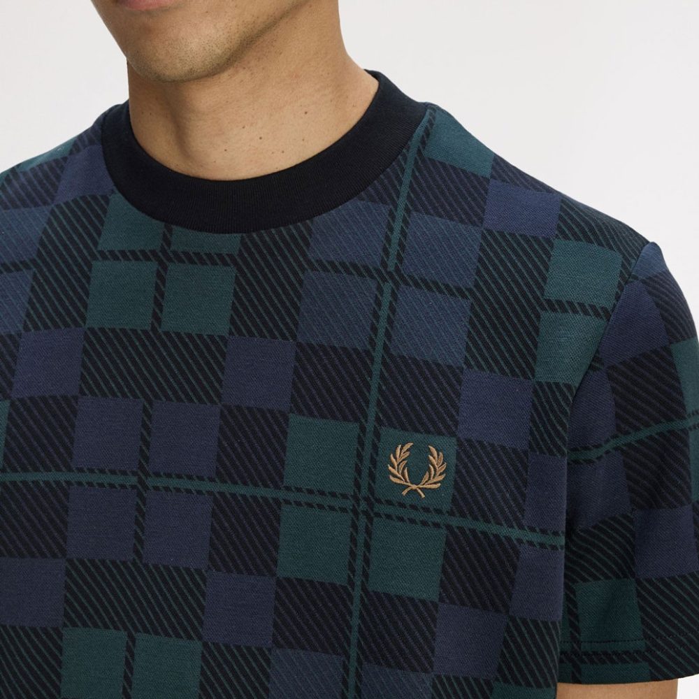 Fred Perry Black Watch Tartan Jacquard Tee - Black Watch Tartan