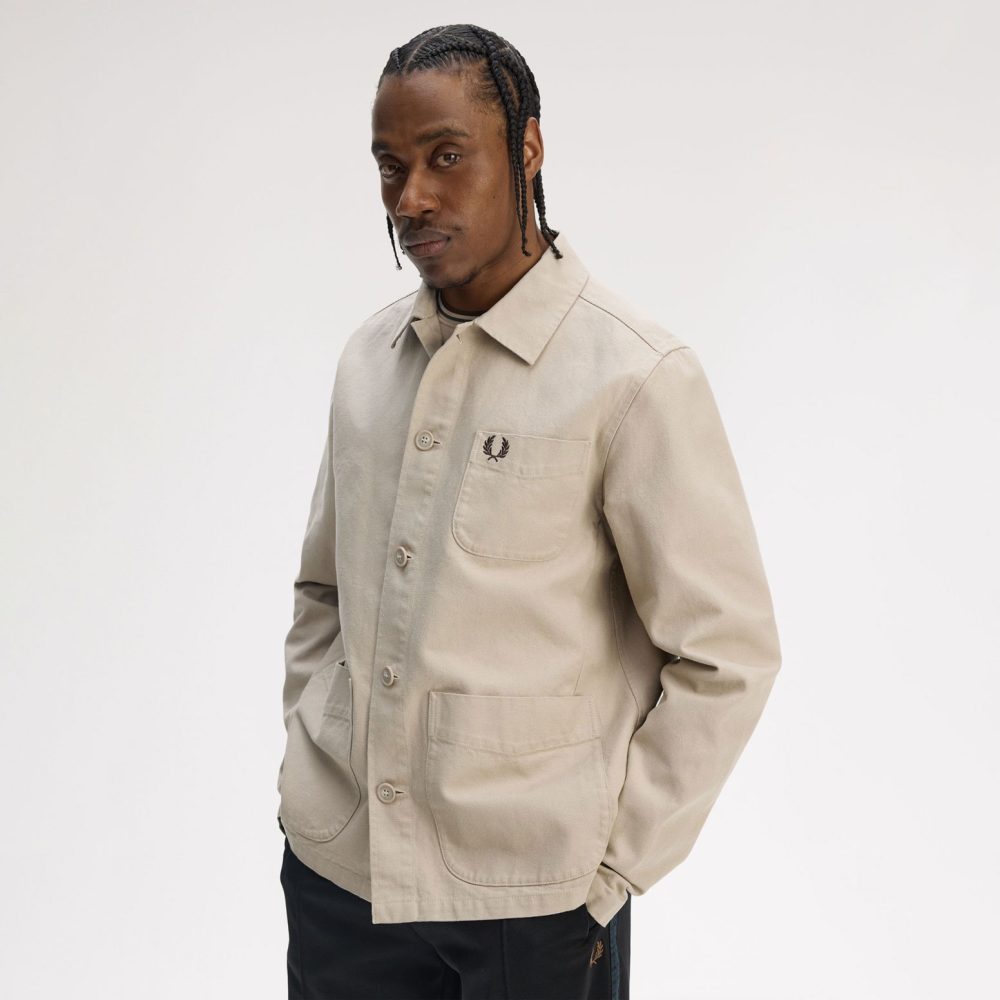 Fred Perry Canvas Overshirt - Warm Oat Fred Perry Canvas Overshirt - Warm Oat
