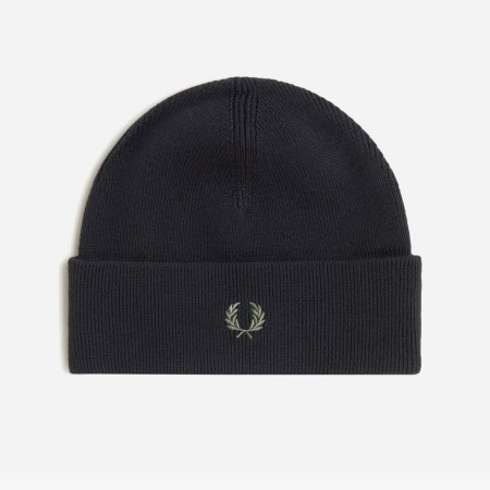 Fred Perry Classic Beanie - Black/Laural Wreath Green