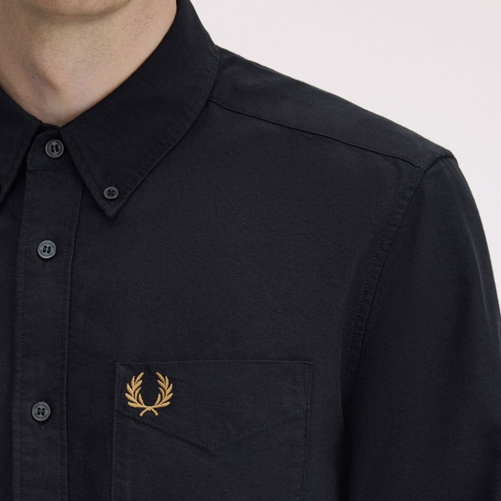 Fred Perry Long Sleeve Oxford Shirt - Black