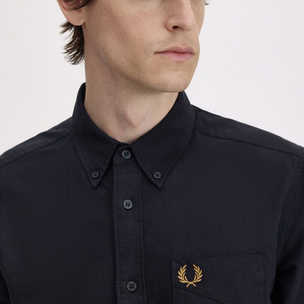 Fred Perry Long Sleeve Oxford Shirt - Black