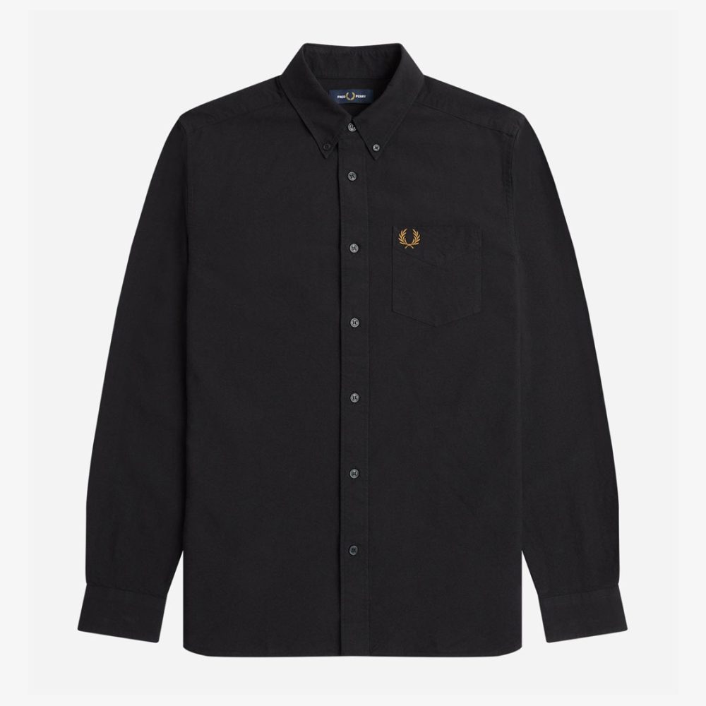 Fred Perry Long Sleeve Oxford Shirt - Black