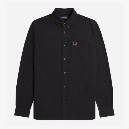 Fred Perry Long Sleeve Oxford Shirt - Black