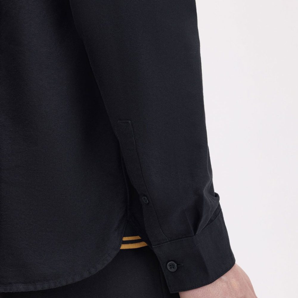 Fred Perry Long Sleeve Oxford Shirt - Black