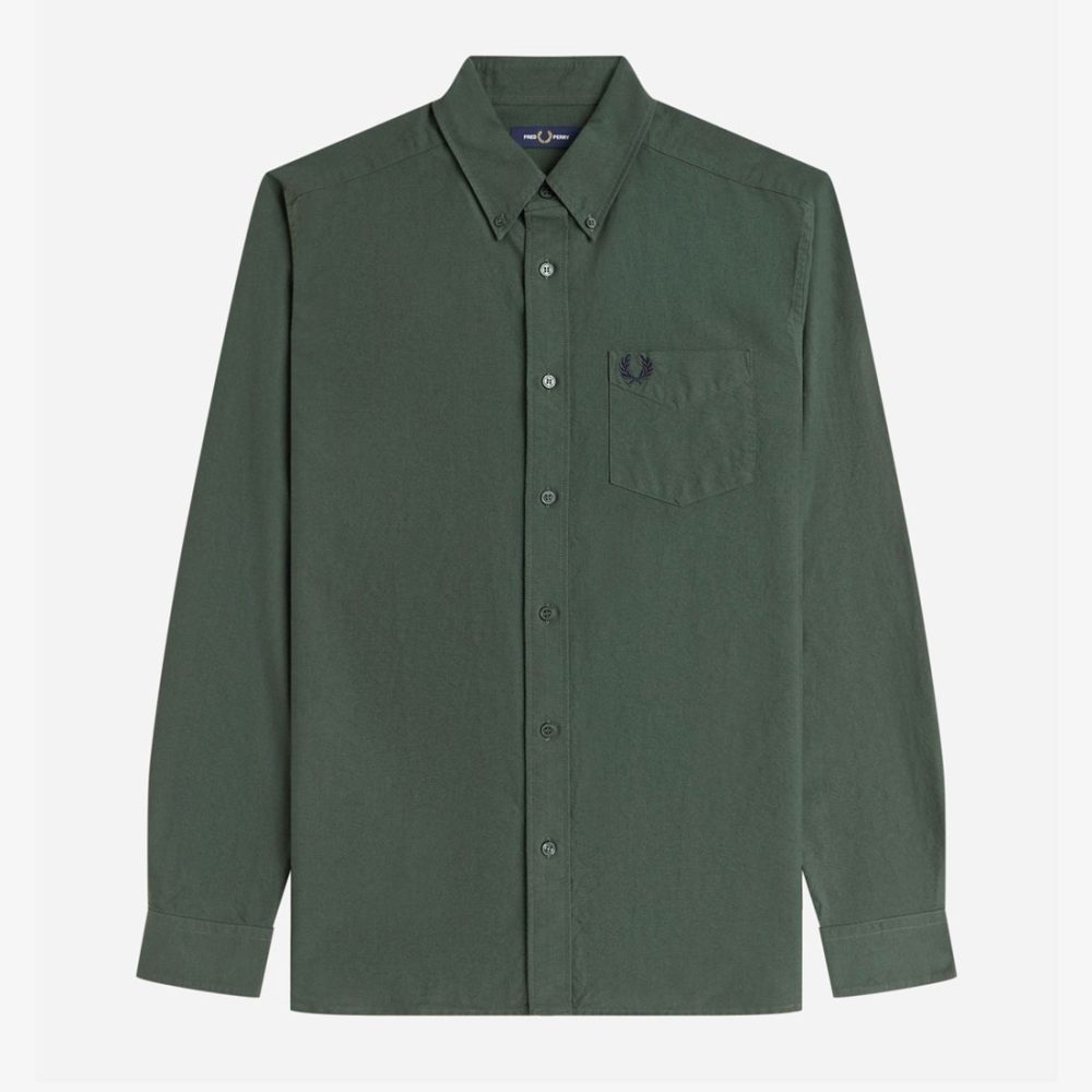 Fred Perry Long Sleeve Oxford Shirt - Court Green