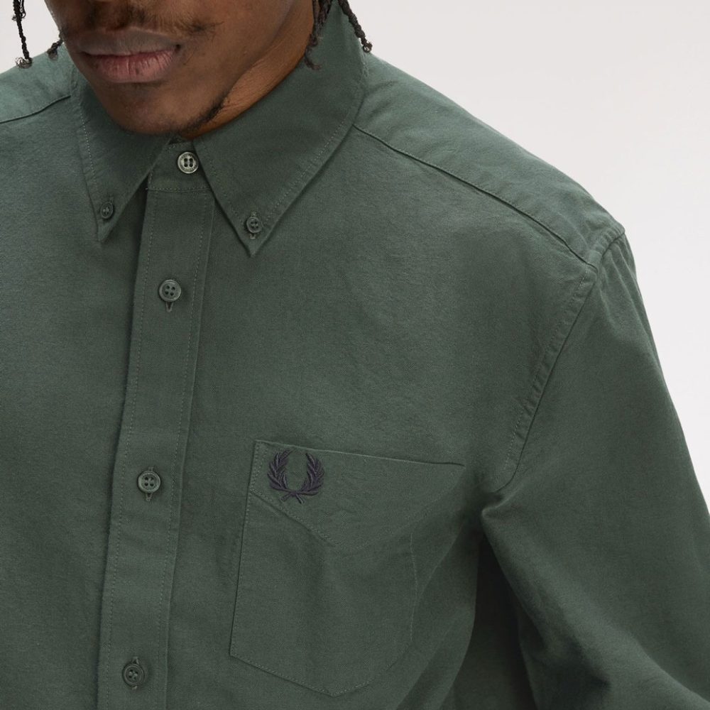 Fred Perry Long Sleeve Oxford Shirt - Court Green