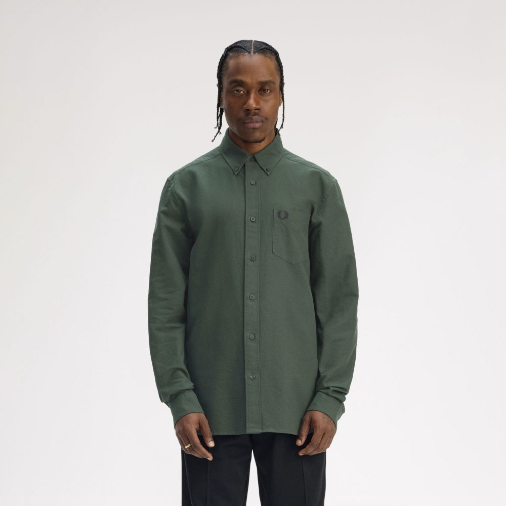 Fred Perry Long Sleeve Oxford Shirt - Court Green