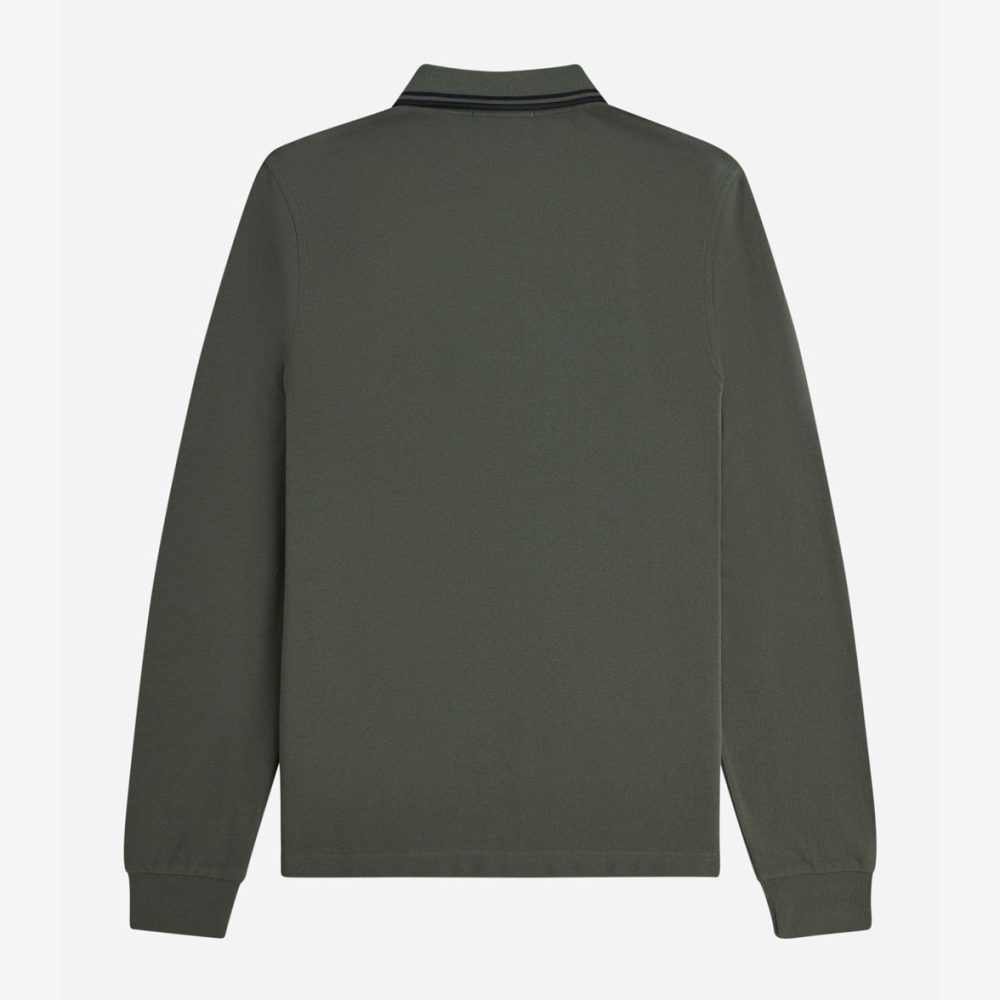 Fred Perry Long Sleeve Twin Tipped Polo - Laurel Wreath Green/Black Fred Perry Long Sleeve Twin Tipped Polo - Laurel Wreath Green/Black