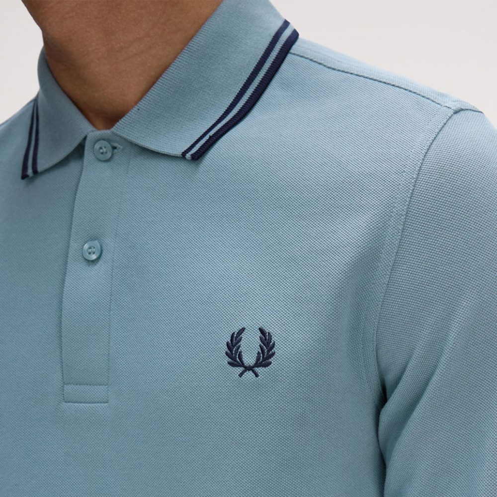 Fred Perry Long Sleeve Twin Tipped Polo - Stockport Blue/Navy