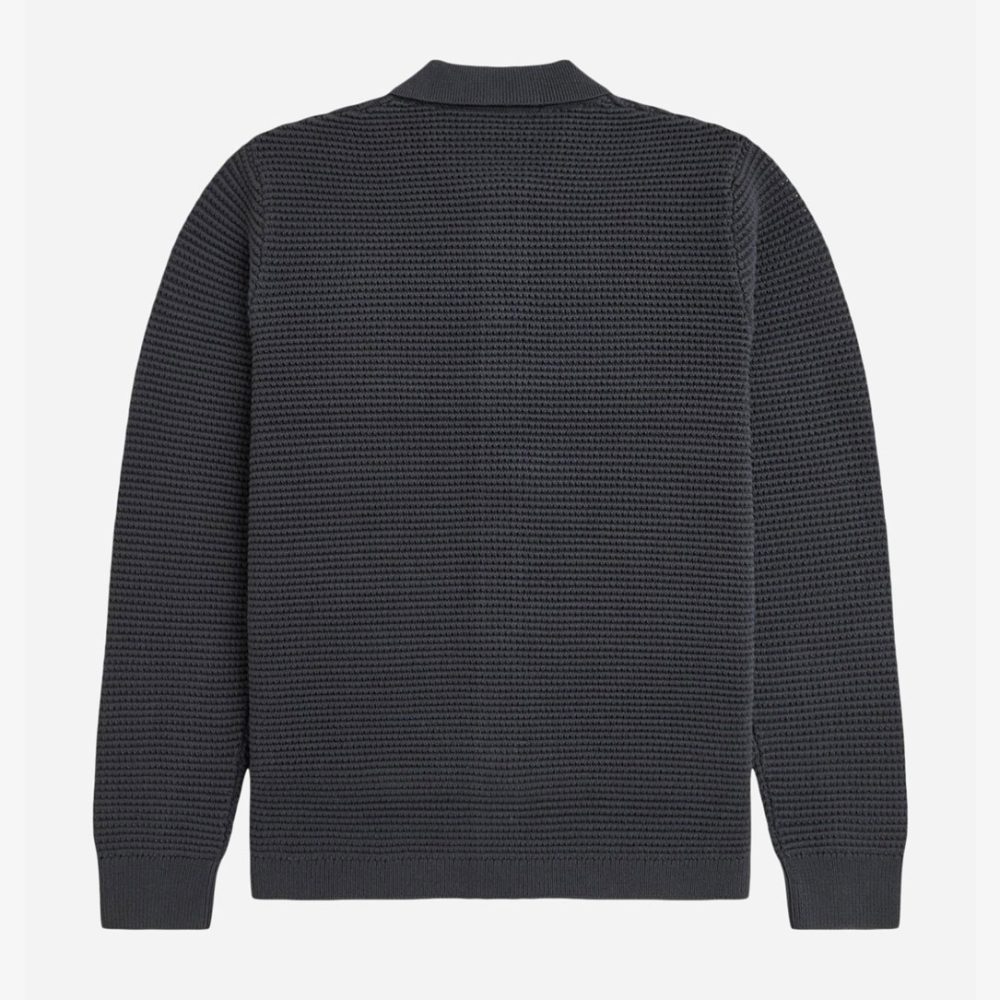 Fred Perry Pointelle Button Through Cardigan - Anchor Grey