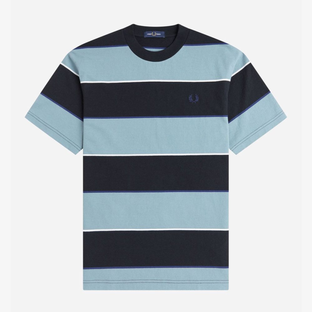 Fred Perry Striped Relaxed Tee - Stockport Blue Fred Perry Striped Relaxed Tee - Stockport Blue